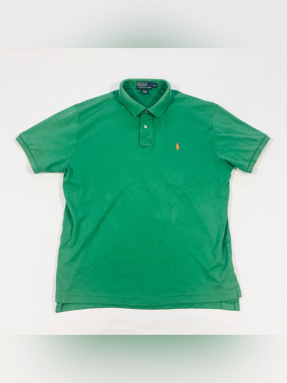 Polo Ralph Lauren Mens Large 100% Cotton S/S Shirt Soft Golf Rugby Preppy Green